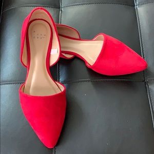 Red suede flats